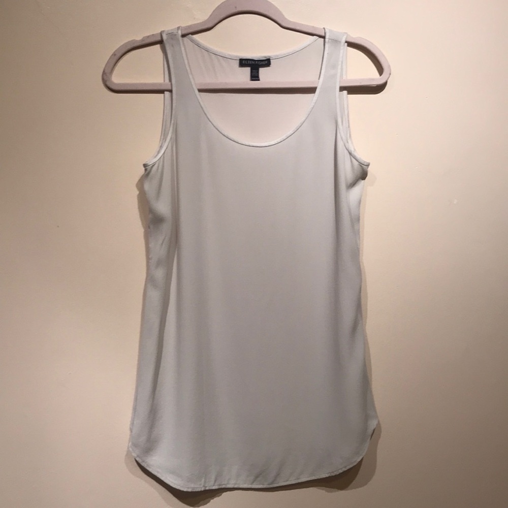 Whit silk trim tank top